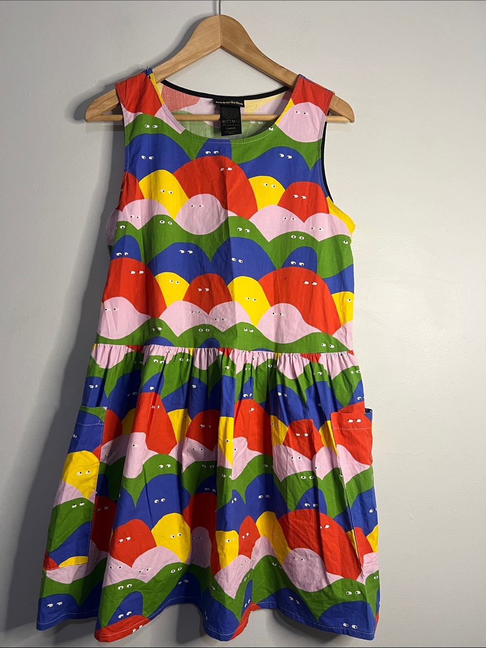 Nooworks Rainbow Lumps misty pocket dress size Large Rare print - Picture 2 of 7
